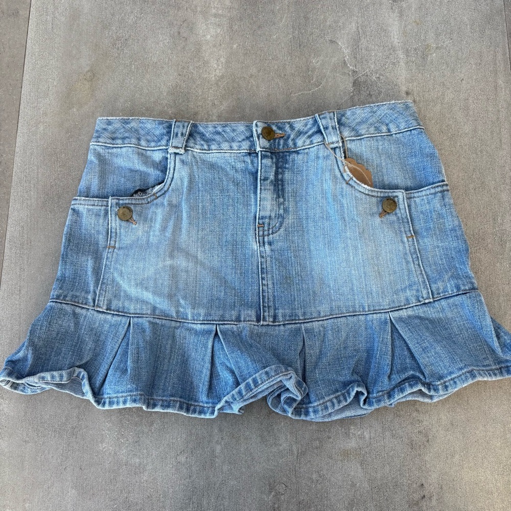 y2k mossimo frilly denim mini skirt